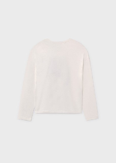 Camiseta m/l flor             Nata-caza