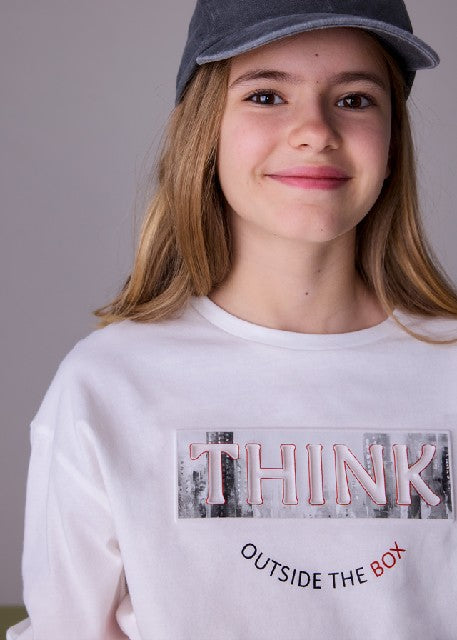 Camiseta m/l grafica          Nata