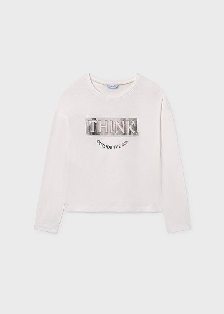 Camiseta m/l grafica          Nata