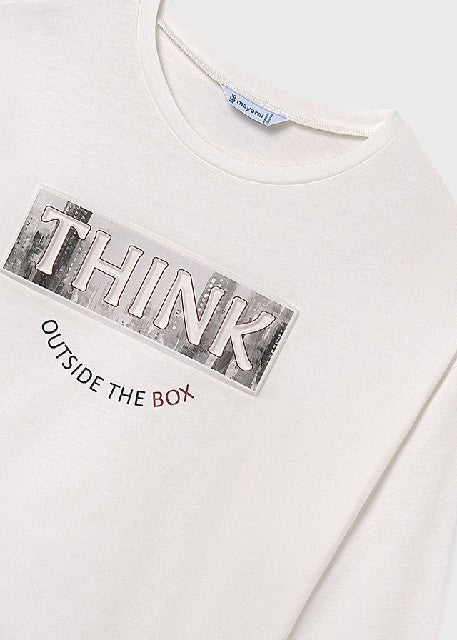 Camiseta m/l grafica          Nata