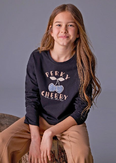 Camiseta m/l grafica          Negro