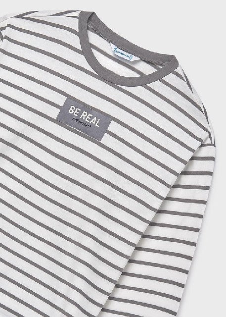 Camiseta m/l rayas oversize   Nata-plomo