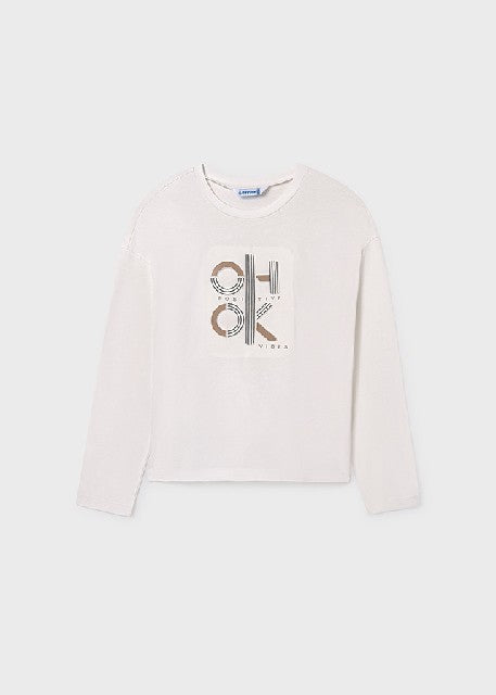 Camiseta m/l ok               Nata