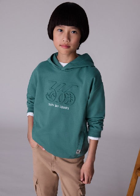 Pullover embossed con capucha Pino