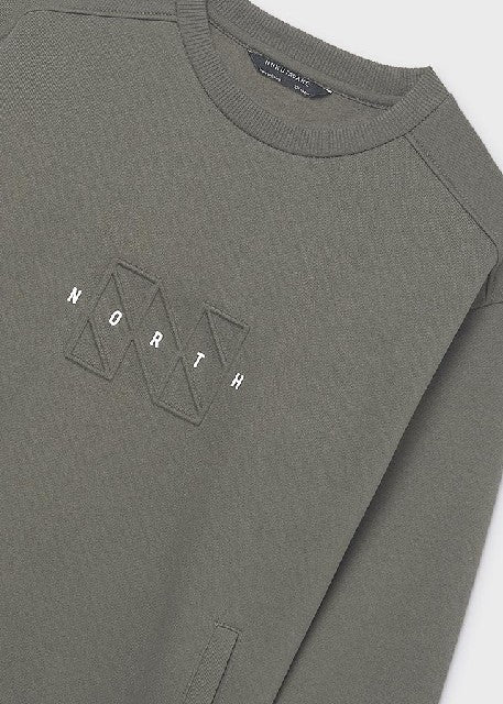 Pullover embossed sin capucha Oliva