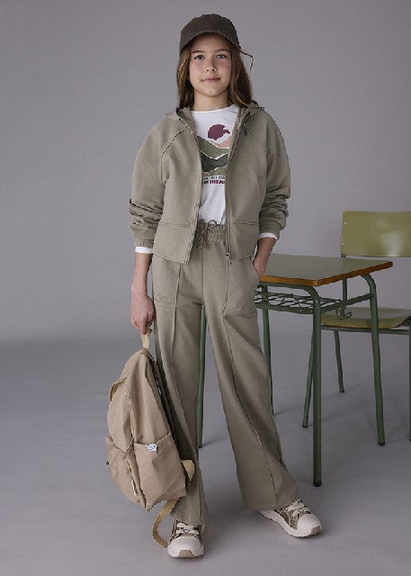 Pantalon largo felpa wide leg Oliva