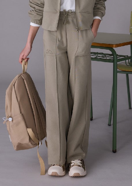 Pantalon largo felpa wide leg Oliva