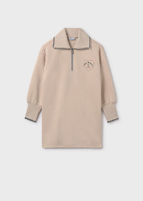 Vestido felpa cremallera      Arena