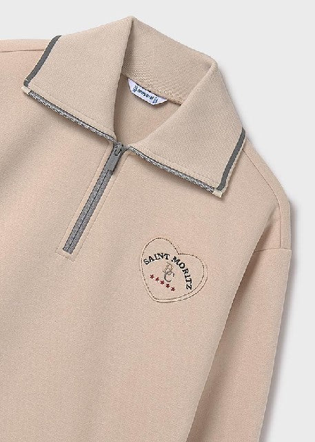 Vestido felpa cremallera      Arena