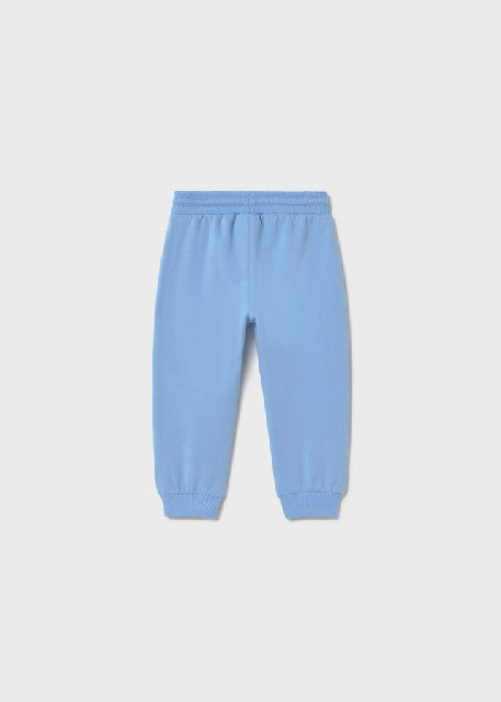 Pantalon felpa basico puños   Celeste