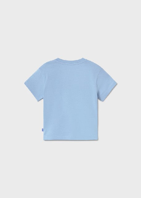 Camiseta m/c aplique          Celeste