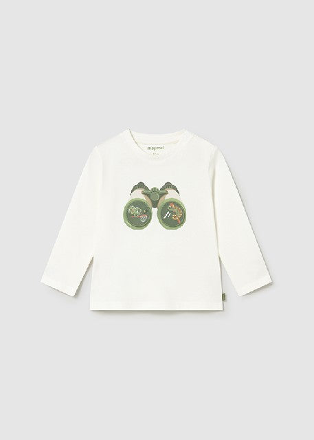 Camiseta m/l aplique          Nata