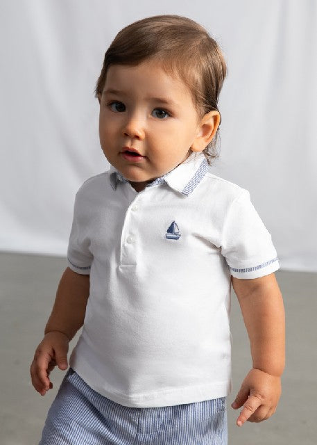 Polo m/c combinado            Blanco