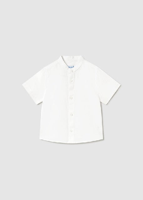 Camisa m/c lino cuello mao    Blanco