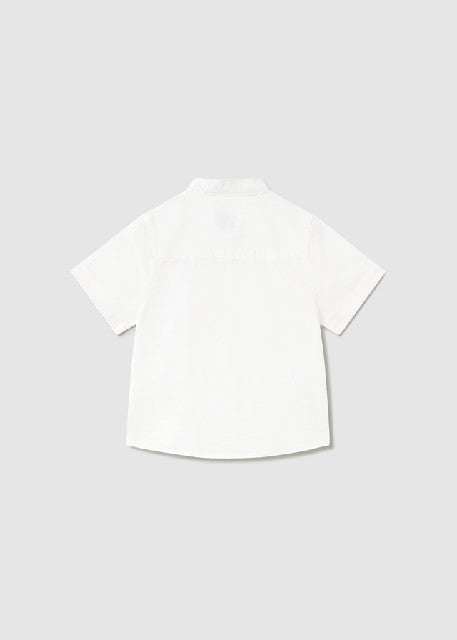 Camisa m/c lino cuello mao    Blanco