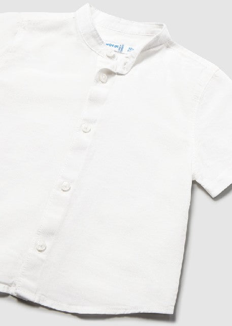Camisa m/c lino cuello mao    Blanco