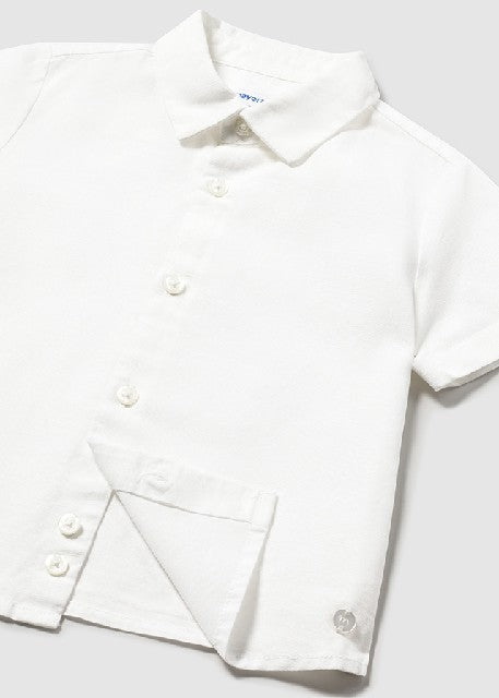 Camisa m/c lino c/camisero    Blanco