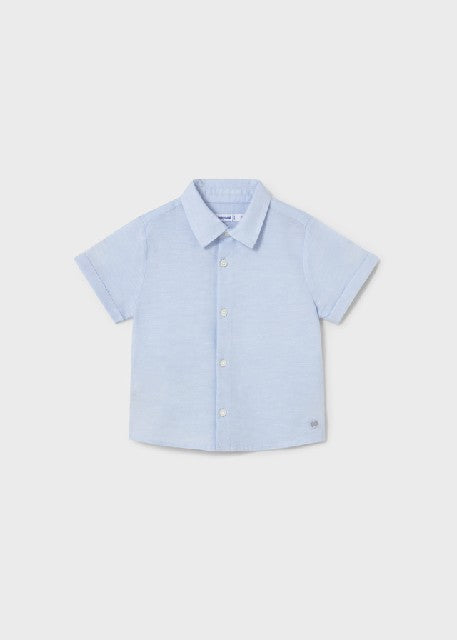 Camisa m/c lino c/camisero    Celeste