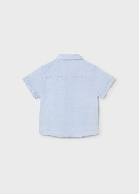 Camisa m/c lino c/camisero    Celeste