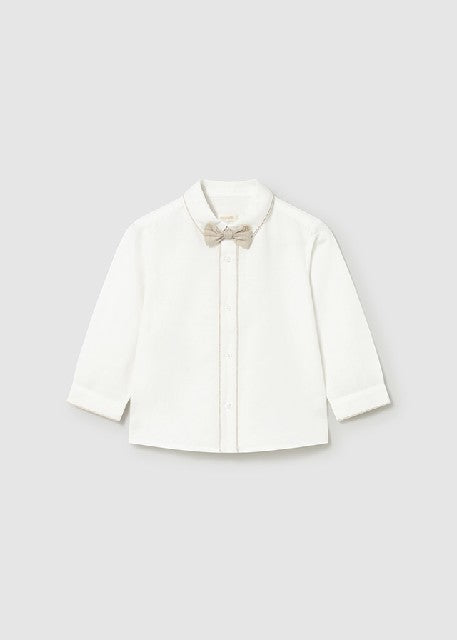 Camisa m/l vestir pajarita    Nata