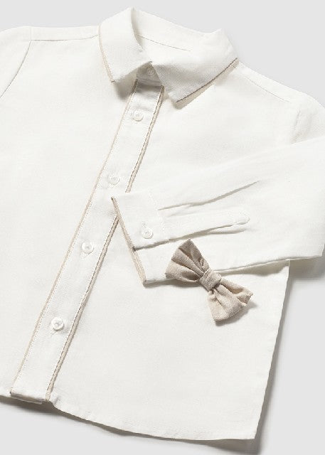 Camisa m/l vestir pajarita    Nata