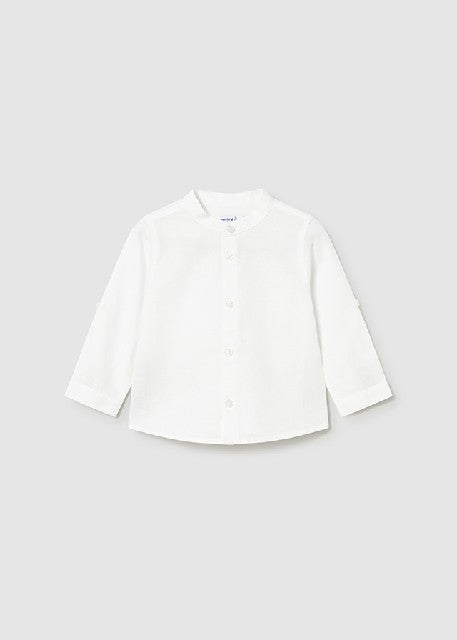 Camisa m/l lino cuello mao    Blanco