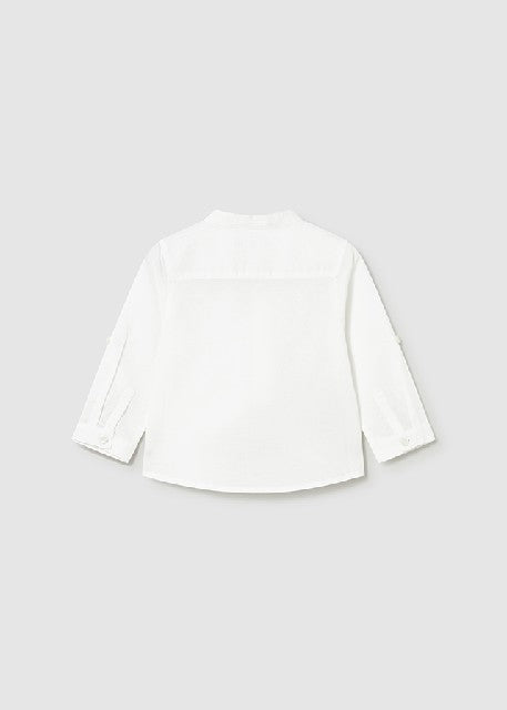 Camisa m/l lino cuello mao    Blanco