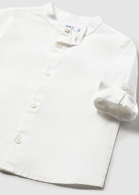 Camisa m/l lino cuello mao    Blanco