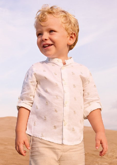 Camisa m/l lino cuello mao    Nata