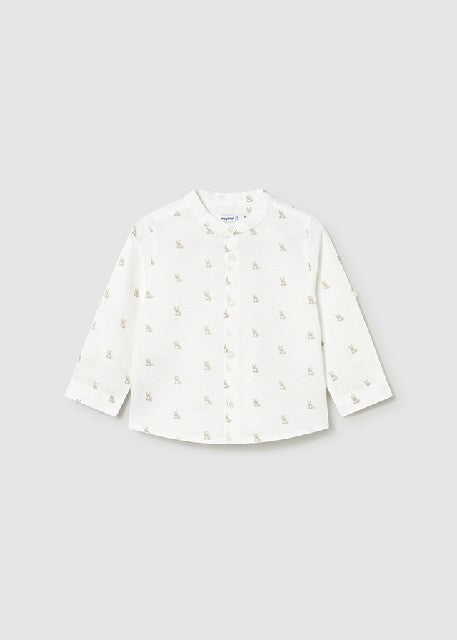 Camisa m/l lino cuello mao    Nata