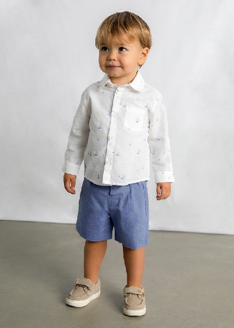 Camisa m/l lino c/camisero    Bco-barcos