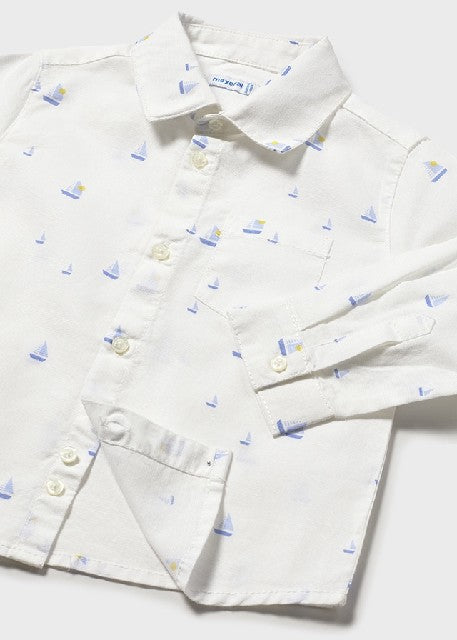 Camisa m/l lino c/camisero    Bco-barcos