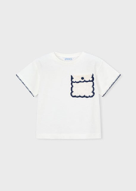Camiseta m/c aplique          Crudo