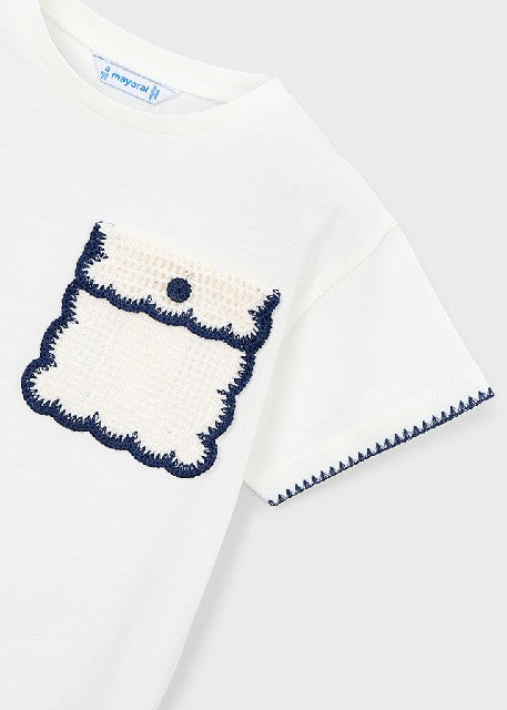 Camiseta m/c aplique          Crudo
