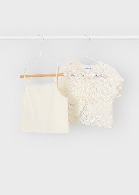 Camiseta m/c 2 piezas crochet Garbanzo