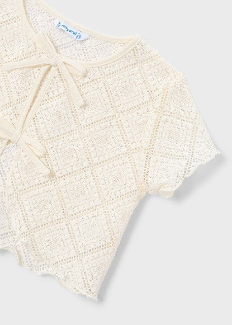 Camiseta m/c 2 piezas crochet Garbanzo