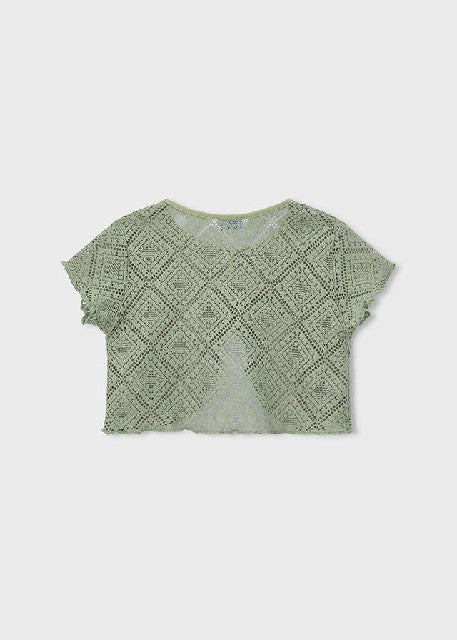 Camiseta m/c 2 piezas crochet Musgo