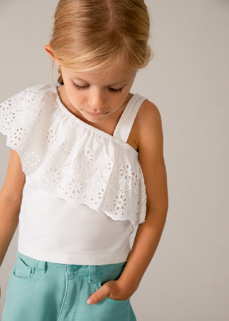 Camiseta tirantes perforado   Crudo