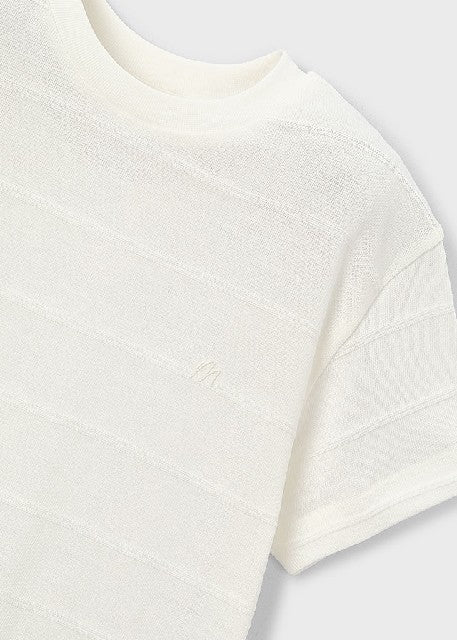 Camiseta m/c punto estructura Nata
