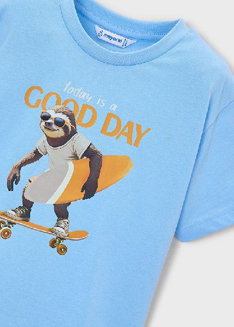 Camiseta m/c -good day-       Celeste