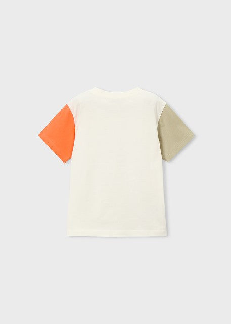 Camiseta m/c combinada        Nata-naran