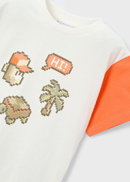 Camiseta m/c combinada        Nata-naran