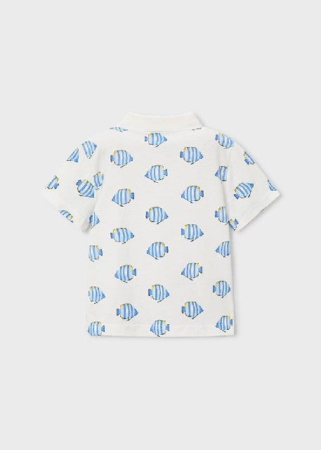 Polo m/c estampado            Bco-azul