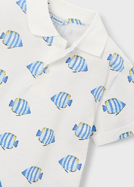 Polo m/c estampado            Bco-azul