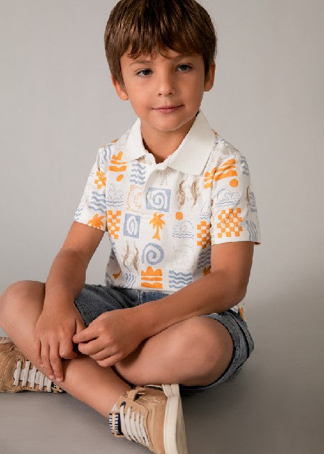 Polo m/c estampado            Nata-peach