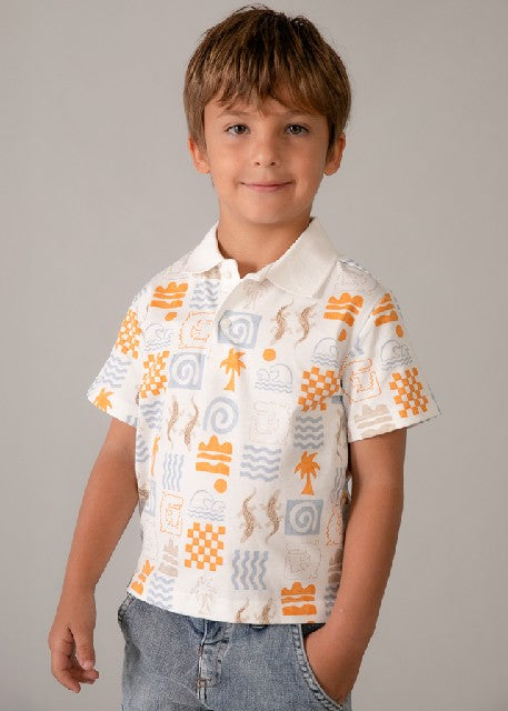 Polo m/c estampado            Nata-peach