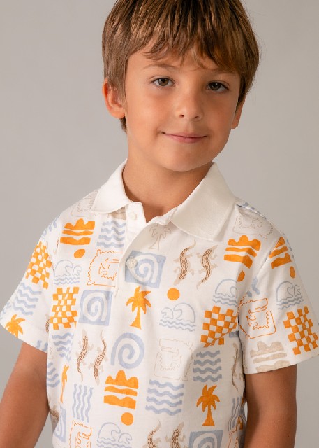 Polo m/c estampado            Nata-peach
