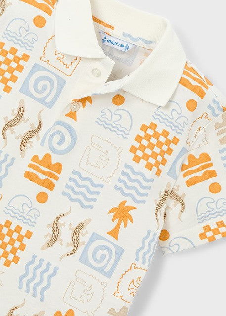 Polo m/c estampado            Nata-peach