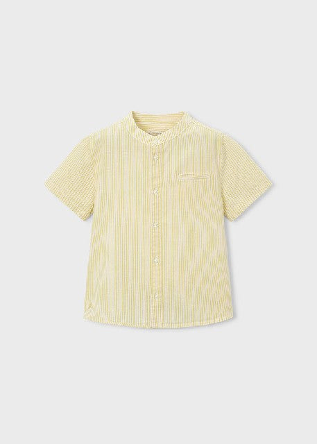 Camisa m/c cuello mao lino    Oliva