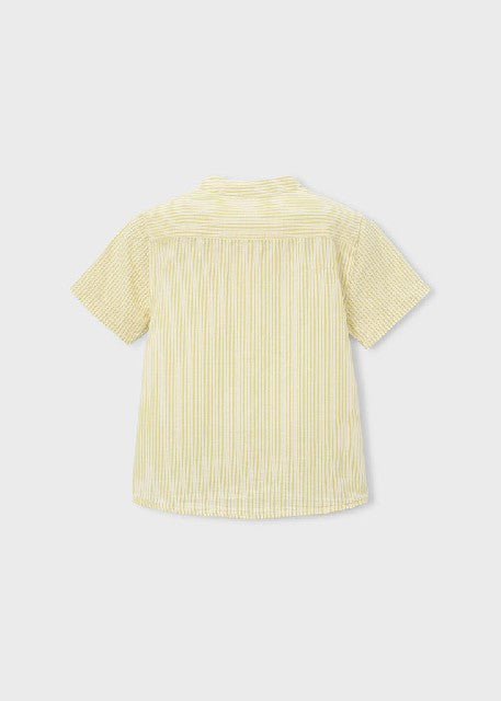Camisa m/c cuello mao lino    Oliva